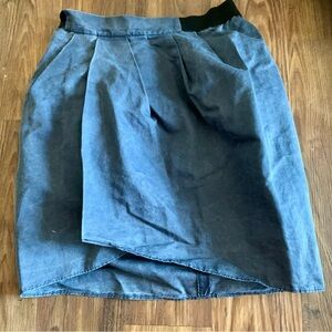 Hache Denim Slit Tulip Skirt with Elastic Waist